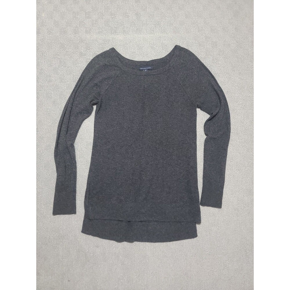 American Eagle Sweater Womens S Gray Scoop Neck Knit Pullover Top